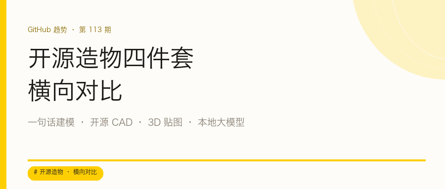 开源造物四件套横向对比:从一句话建模到本地跑大模型